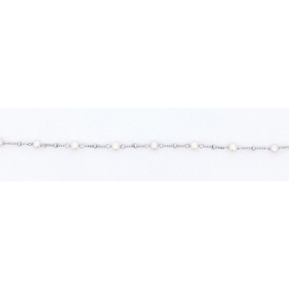 Weißgoldenes Collier mit Süßwasserperlen