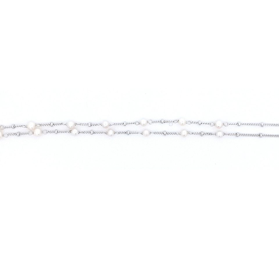 Weißgoldenes Collier mit Süßwasserperlen
