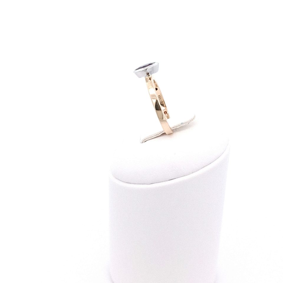 Gelbgoldring mit Weißgold und Amethyst