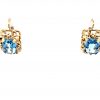Gelbgold Ohrgehänge mit synthetischen Aquamarine 14 Karat